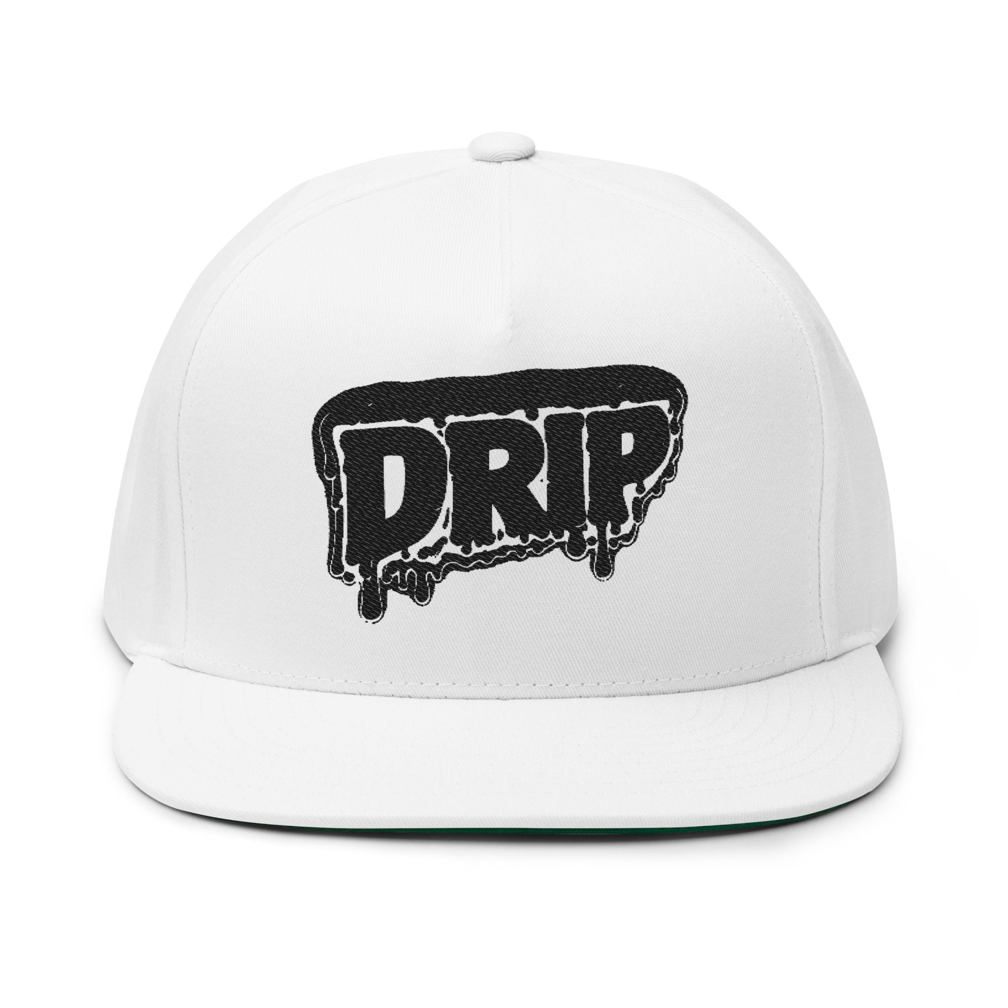 Drip Embroidered Flat Bill Cap — Streetwear Snapback Hat
