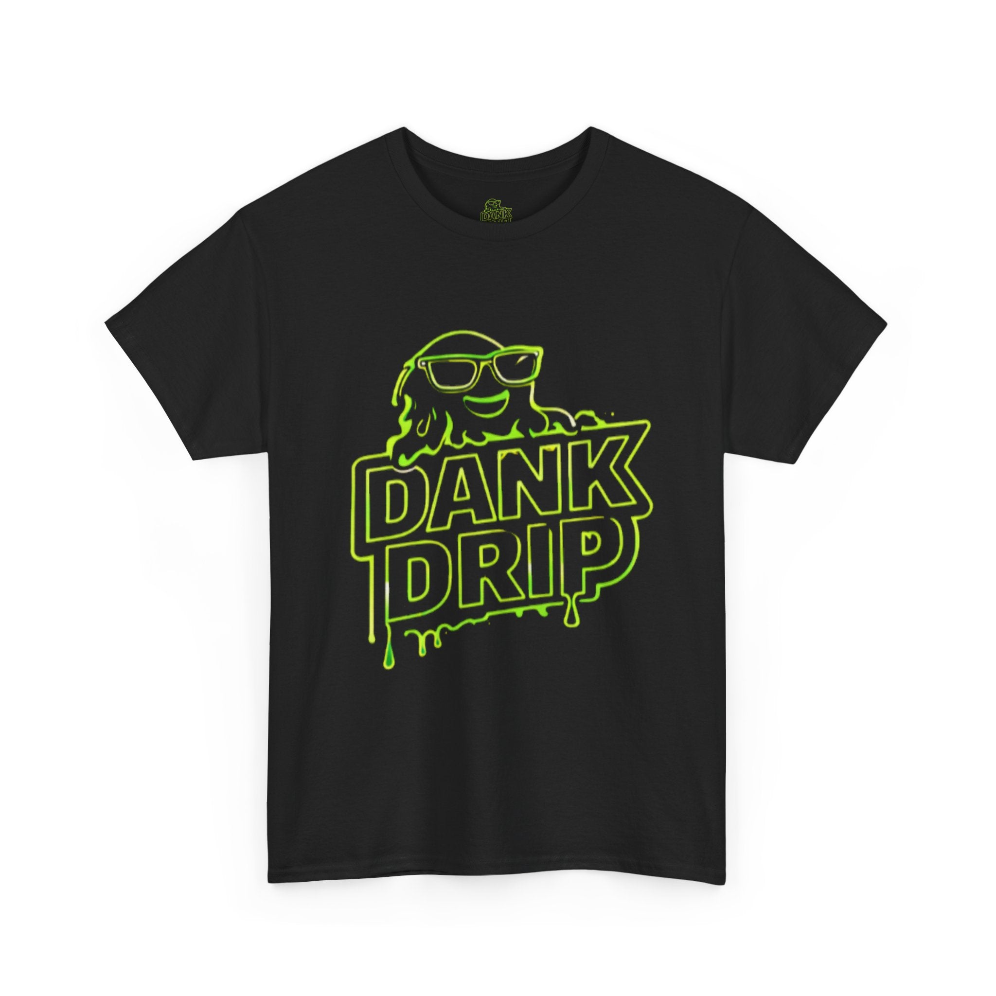 Dank Drip Graphic Tee — Neon Green Dripping Logo T-Shirt